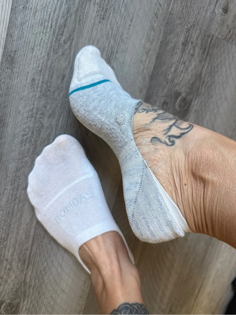 Bombas Stance Mismatched No Show Athleisure Socks White Grey Workout